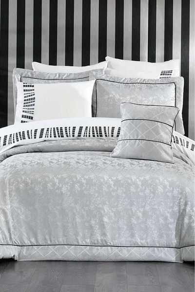 Çeyiz Diyarı Beren Jacquard 10 Piece Dowry Set Gray