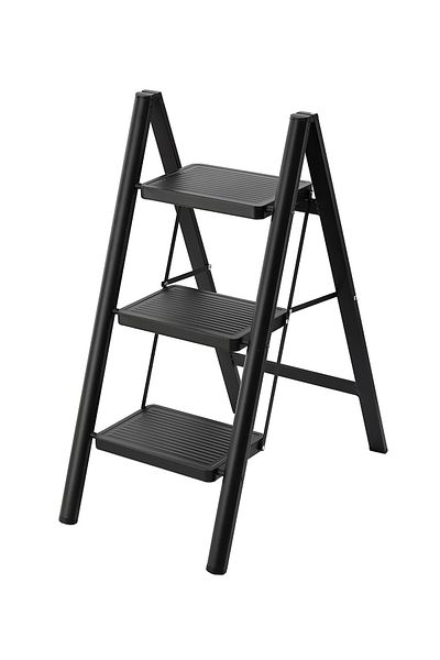 Lawazim 3-Step Folding Ladder – Lightweight Anti-Slip Step Stool with Silent Feet for Home & Outdoor