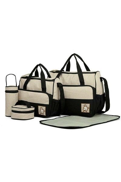 huitich Chic Baby Diaper Bag Set All-in-One Travel Solution for Baby Needs Black