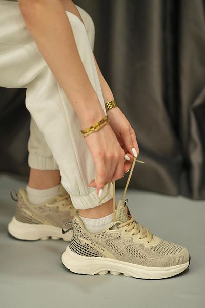 SOLAZER Women's Beige Sneaker Daily Comfortable Sports Shoes 043