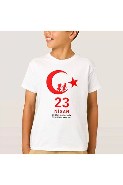 YAPO TİCARET 23 aprilie Tricou personalizat imprimat Ziua Copilului - Alb