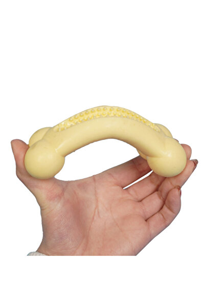 NO BRAND Jucarie rezistenta pentru caini, in forma de os, ideala pentru ros si curatarea dintilor, roz