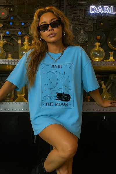 BENROMA 1 προϊόν είναι δώρο για αγορές 6 και άνω The Moon Printed Oversize Unisex T-shirt