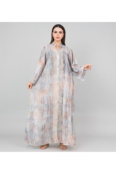 IKKXA Petal Grace Embroidered Jalabiya with Belt