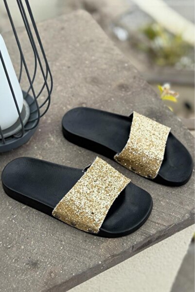 Melissa Boutique Women's Gold Glitter Design Summer Slippers