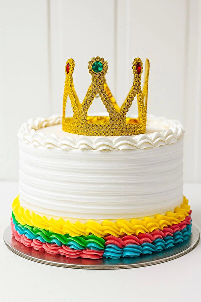 OEM Gold Sparkling Cake Crown Cake Top Crown Plastic Material 8X8 cm