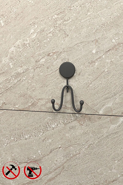 KapKacakAl Mat Siyah Ikili Havlu Askısı Banyo ve Mutfak Askısı Yapışkanlı Vey...