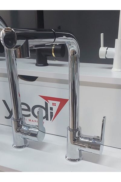 yediyapı Seven Building L Pipe Spiral Kitchen Faucet-Chrome