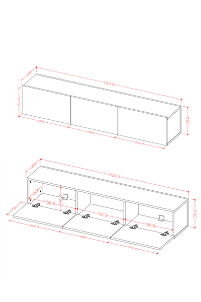 asratrend %100 MDFLAM TV Ünitesi TV Sehpası Duvara Monte T-27