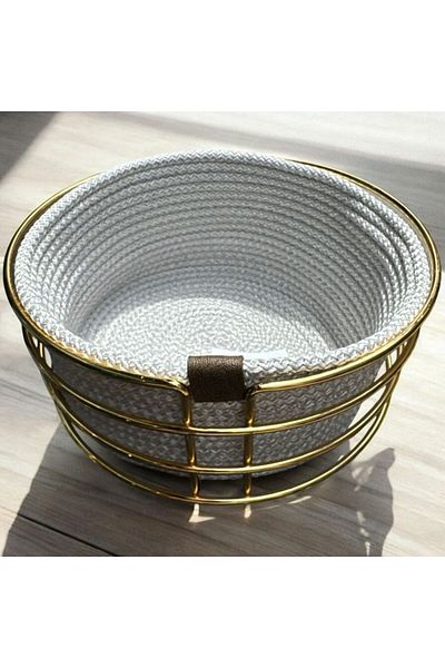 Peramari Decorative Metal Knitted Bread Basket White