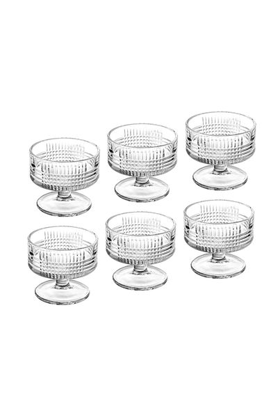 Blink Max 6-piece clear yogurt set with a glass base for desserts and ice cream