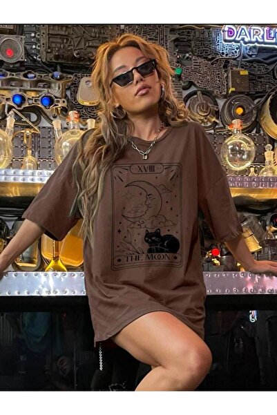 E-ROMA The Moon Printed Oversize Unisex T-Shirt