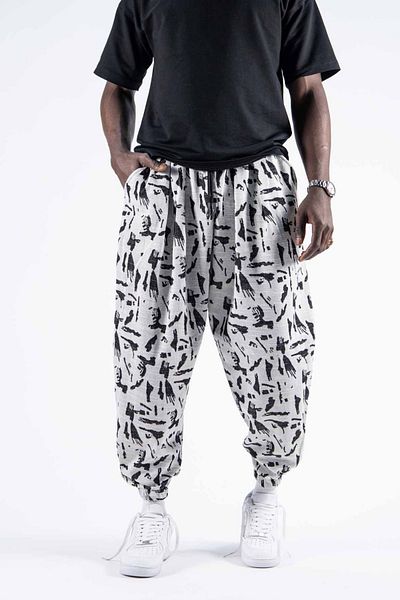 Superbluemexico Men's Baggy Jogger White Loose Baggy Trousers