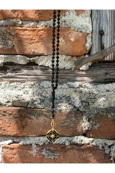 CAPO by Aytaç Yamaç Compass Pendant Onyx Natural Stone Sailor Style Men's Necklace