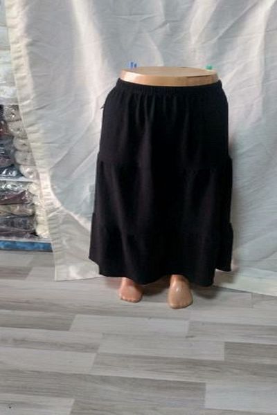 ARG Black Three Layers Ruffle Skirt with Elastic Waist 1 Piece Skirt Quality Stylish Beautiful