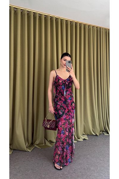 HAZELANNA Floral Ruffle Strap Dress
