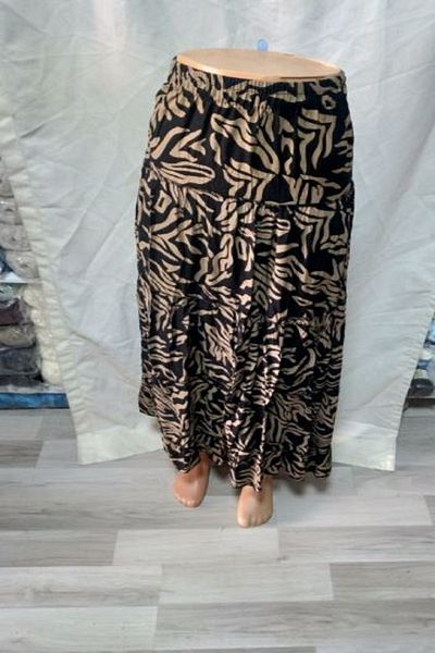 ARG Light Brown - Black Four Layers Ruffle Waist with Elastic 1 Piece Skirt Quality Stylish Beautiful