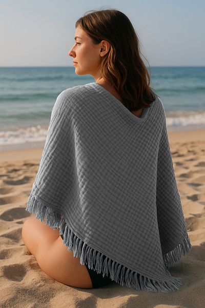 QURRY 100% Cotton Beach Towel, Large Size 100 X 200 Cm, 4 Layer Muslin Beach Towel, Sunbed Towel