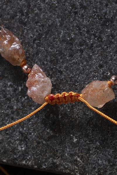 OSMANLI DOĞAL TAŞ Certified Raw Sunstone Natural Stone Necklace