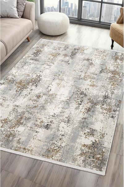 Cotto Home Sılva SL106A Bej Halı Modern Desen Pamuk Taban Salon Halısı Yatak ...