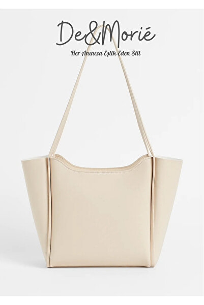 De&Morié حقيبة يد De&MORIÉ ذات مقبض قصير باللون البيج |   أسلوب أنيق وحديث