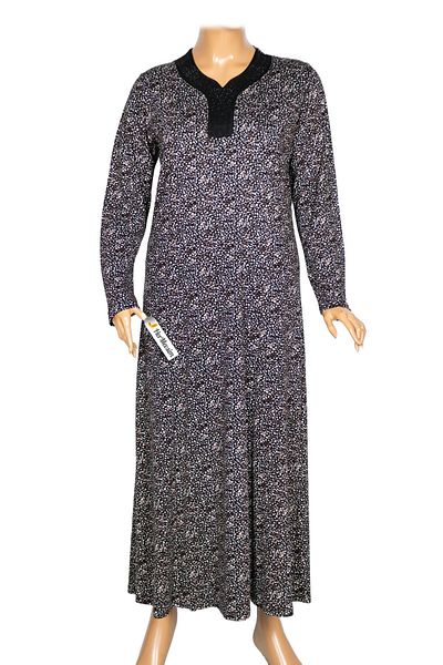 HESNA Γυναικείο Μπουκέτο Plus Size Μαύρο Μοτίβο Φόρεμα 77