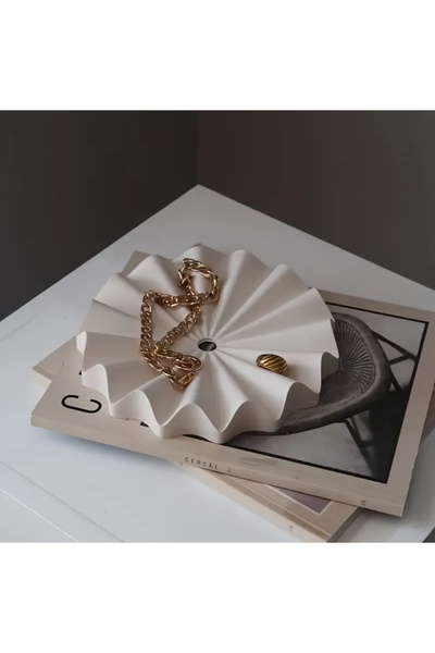 ÇAĞATÖLYE 1 Adet Dekoratif Dalga Modelli Obje Mum Takı Anahtarlık Sunum Tabağ...