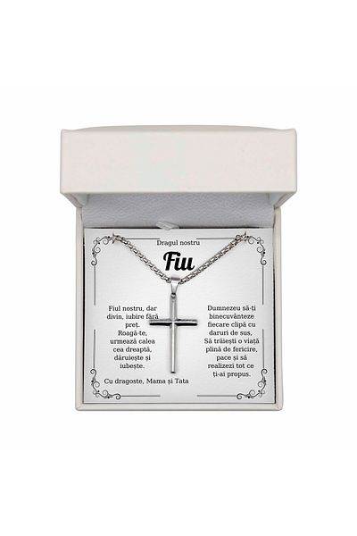 The Jewel Heart Necklace for Son – Cross Pendant, 316L Steel, Premium Packaging
