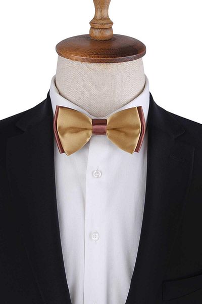 La Pescara Gold - Copper Satin Plain Bow Tie P1984