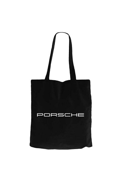 Z zepplin Porsche Text Μαύρη υφασμάτινη τσάντα με φερμουάρ Gabardine