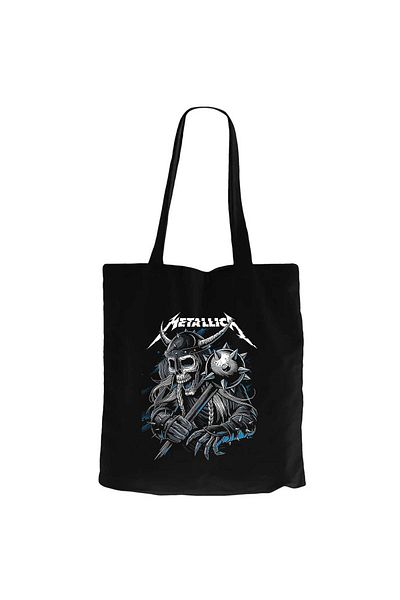 Z zepplin Metallica Vikings Black Canvas Tote Bag
