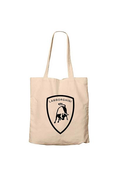Z zepplin Lamborghini Logo Black Cream Zippered Cloth Bag Gabardine