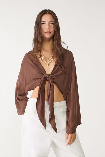 Stradivarius Flowing blouse with knot detail