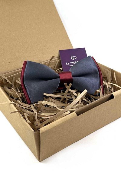 La Pescara Smoked - Burgundy Satin Plain Bow Tie P1990