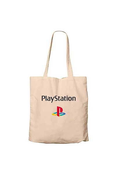 Z zepplin Playstation Logo Text Color Cream Zippered Cloth Bag Gabardine
