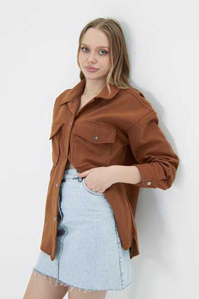 TIFFANY&TOMATO Çıtçıtlı Melanjlı Kaşe Gömlek