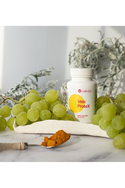 Calivita Vein ProteX Antioxidant pentru Sistemul Circulator Reduce Vizibilitatea Varicelor (60 Tablete) - Calivita