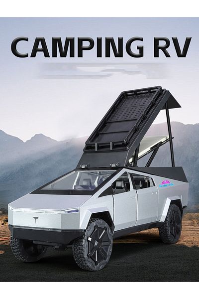 hediyecik 1:24 Tesla Pickup Camping Rv Diecast Collectible Metal Model Car