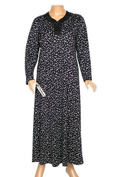 HESNA Γυναικείο Μπουκέτο Plus Size Μαύρο Μοτίβο Φόρεμα 72