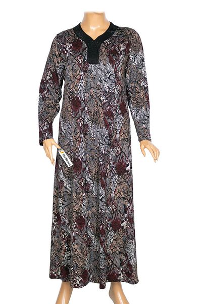 HESNA Γυναικείο Μπουκέτο Plus Size Μαύρο Μοτίβο Φόρεμα 75