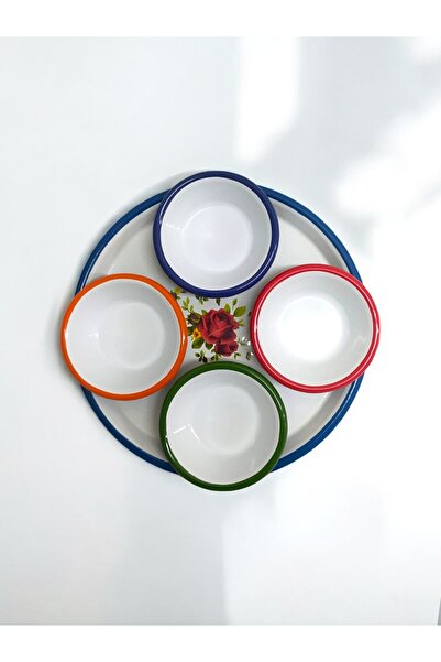 EMAYE TEZGAHI Enamel Mini Breakfast Set, 5 Piece Breakfast Set, Luxury Breakf...