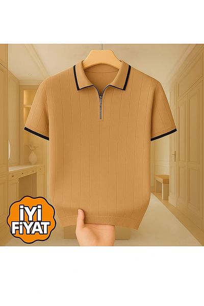LC Waikiki 100% Cotton Knitwear Polo Neck Zippered T-Shirt Stylish and High Quality Men's T-Shirt New