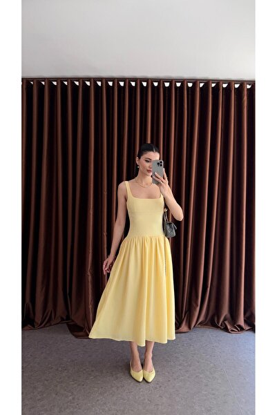 HAZELANNA Κίτρινο φόρεμα με υφή