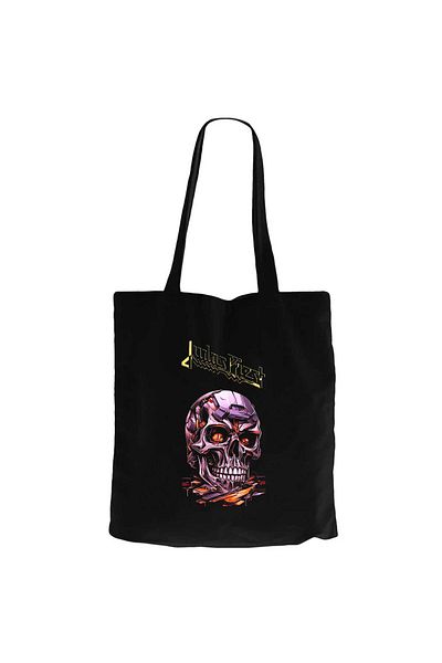 Z zepplin Judas Priest Modern Skeleton Black Canvas Tote Bag