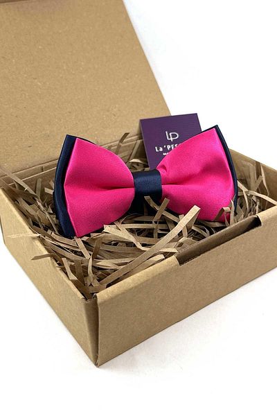 La Pescara Fuchsia - Navy Blue Satin Plain Bow Tie P1989
