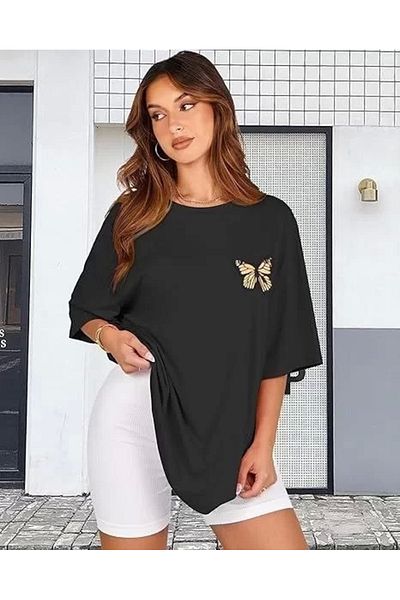 CVS Women's Crew Neck Printed T-Shirt - Black