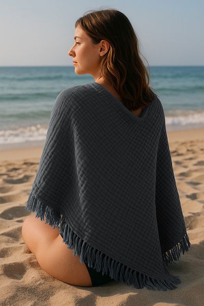 QURRY 100% Cotton Beach Towel, Large Size 100 X 200 Cm, 4 Layer Muslin Beach Towel, Sunbed Towel