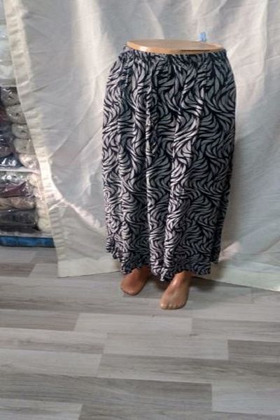 ARG Dark Blue - Beige Skirt with Ruffle Hem and Elastic Waist 1 Piece Skirt Quality Stylish Beautiful