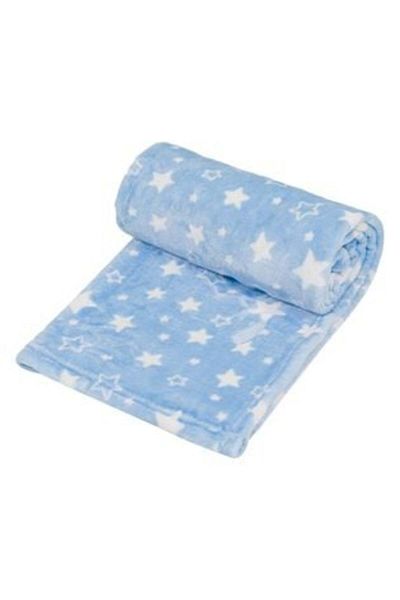 OEM Blanket for Babies Velvety White Stars Sky Blue 140 x 100 cm