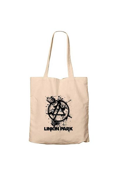 Z zepplin Linkin Park Silhouette Cream Zippered Cloth Bag Gabardine